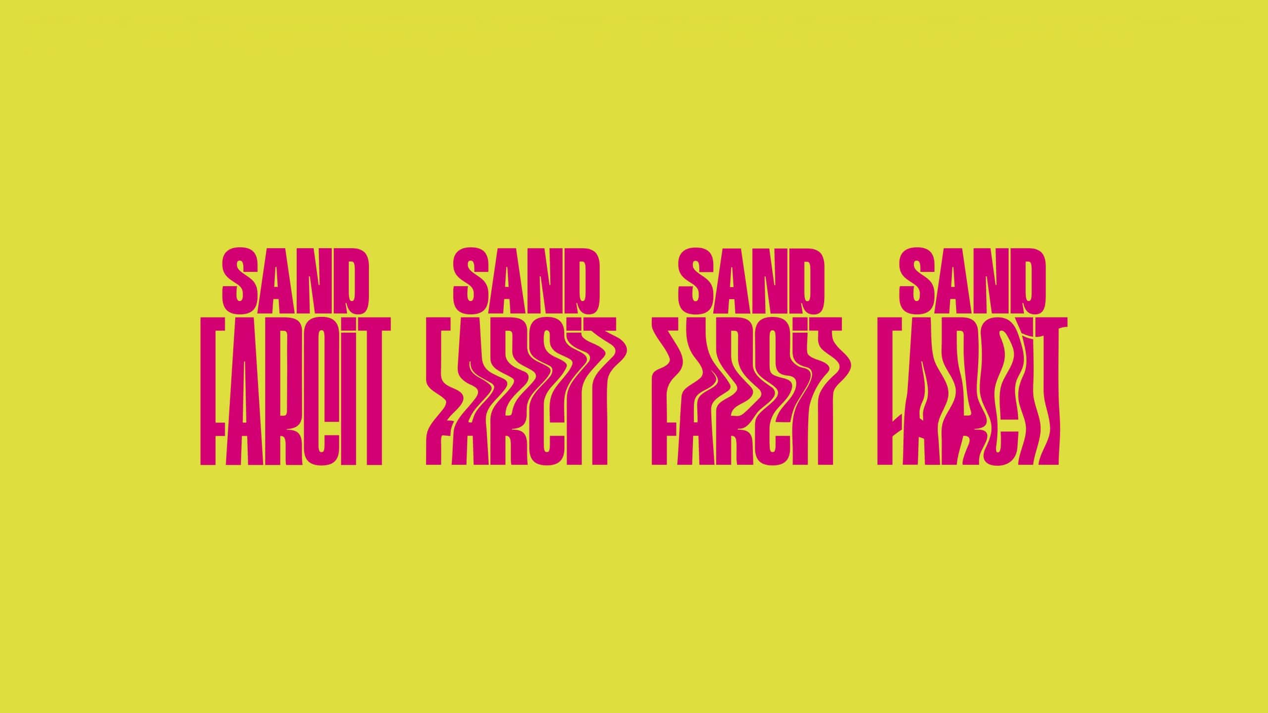 Patrón de marca de Sand Farcit con el logotipo repetido, diseño de Mariona Agency