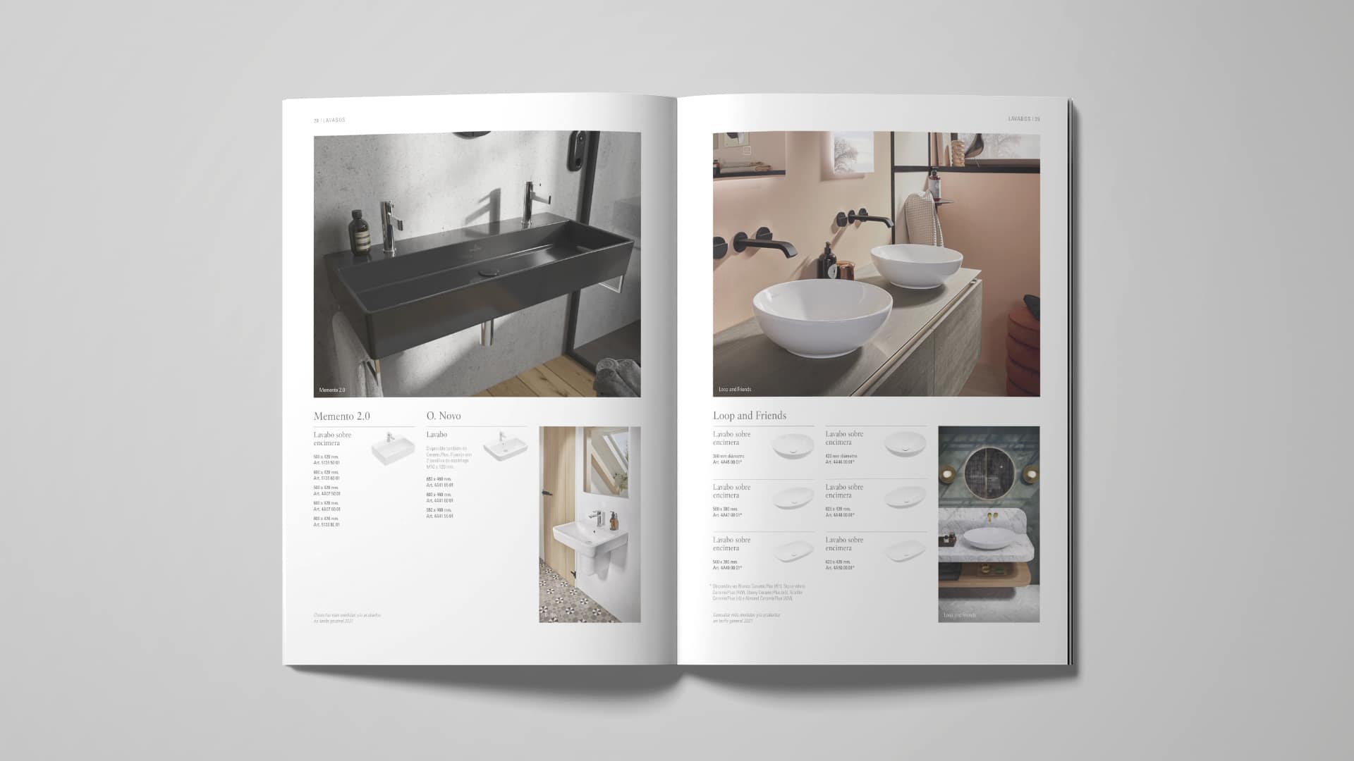 Páginas interiores del catálogo Villeroy & Bosch diseñadas por Mariona Agency